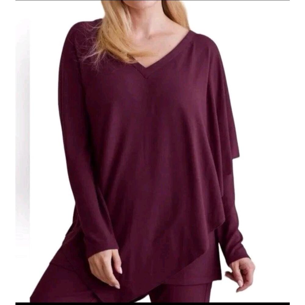 Soft Surrounding Madeleine Tunic Blouse Top V-Neck Size Large Plum Purple - Picture 4 of 11